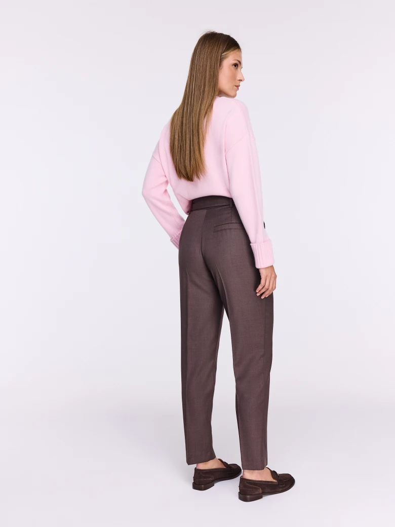 Chocolate high-waisted cigarette pants