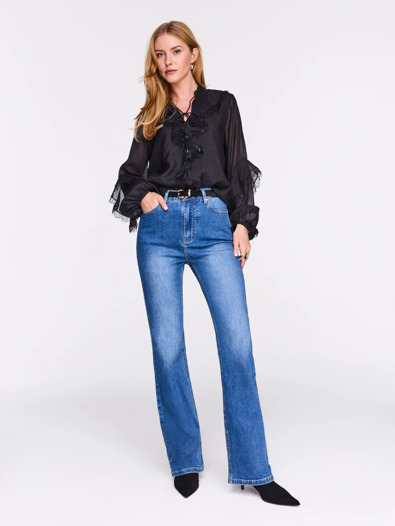 High rise bell jeans