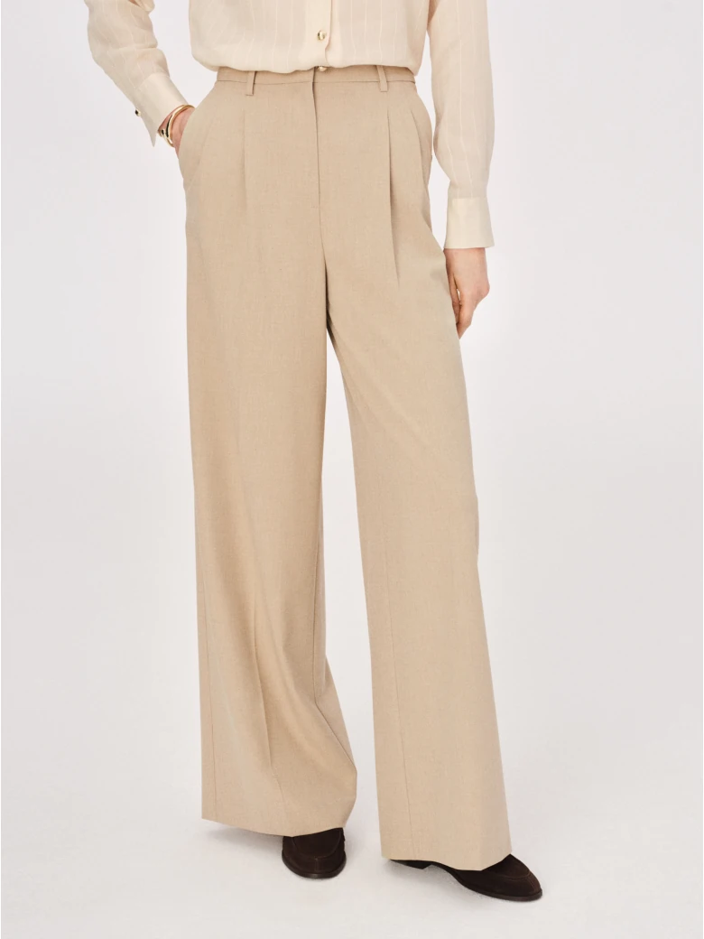 Elegant beige trousers with viscose and wool