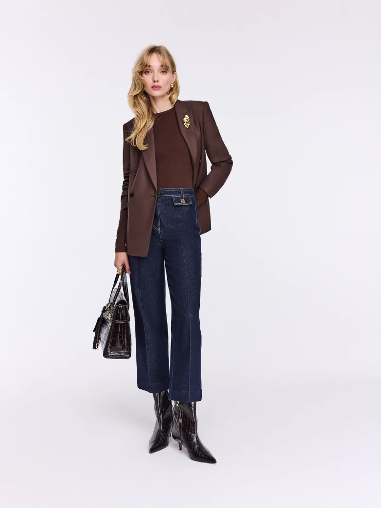 Navy blue high-waisted ⅞ jeans