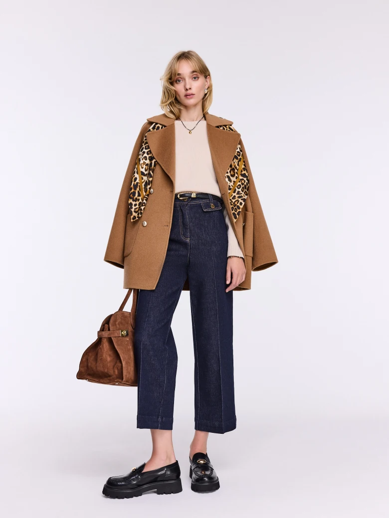 Navy blue high-waisted ⅞ jeans