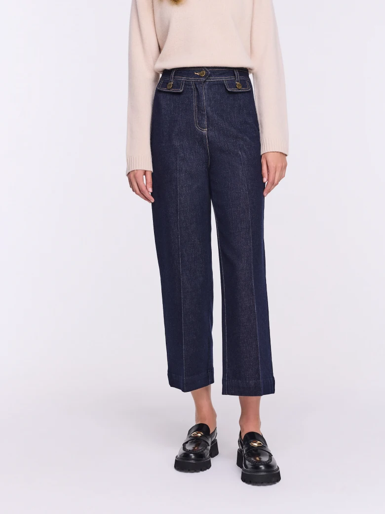 Navy blue high-waisted ⅞ jeans