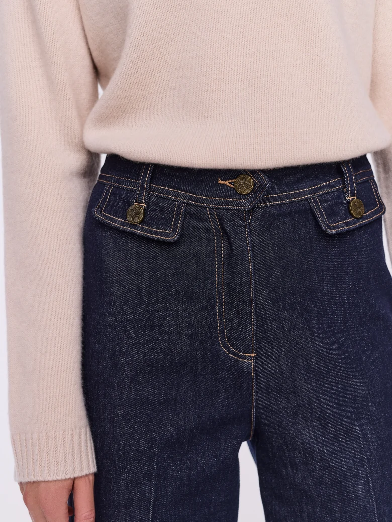 Navy blue high-waisted ⅞ jeans