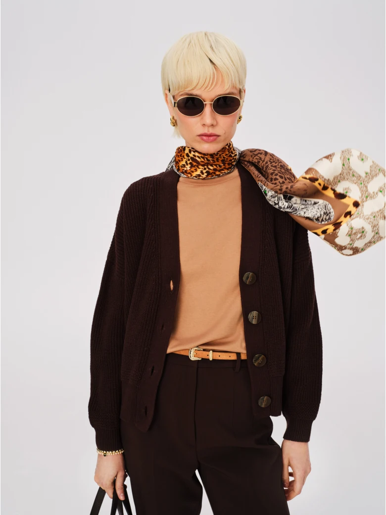 Chocolate oversized ribbed cardigan