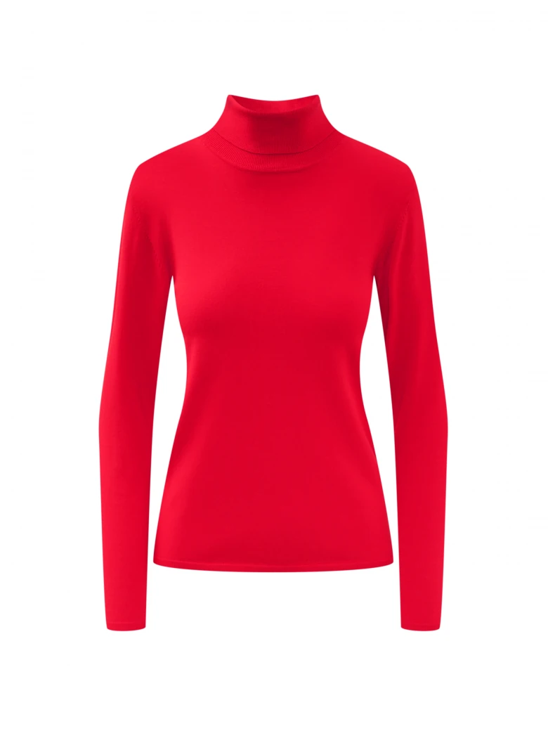 Red turtleneck sweater