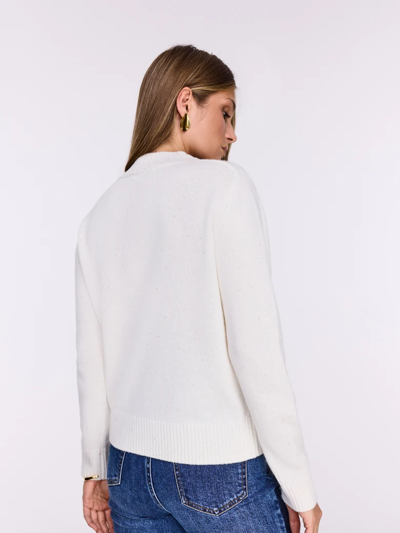 Cream wool sweater with small sequins