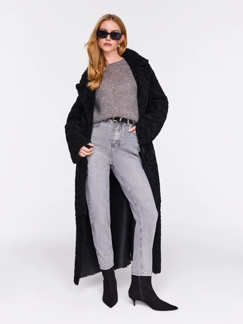 Gray melange sweater with mohair and wool