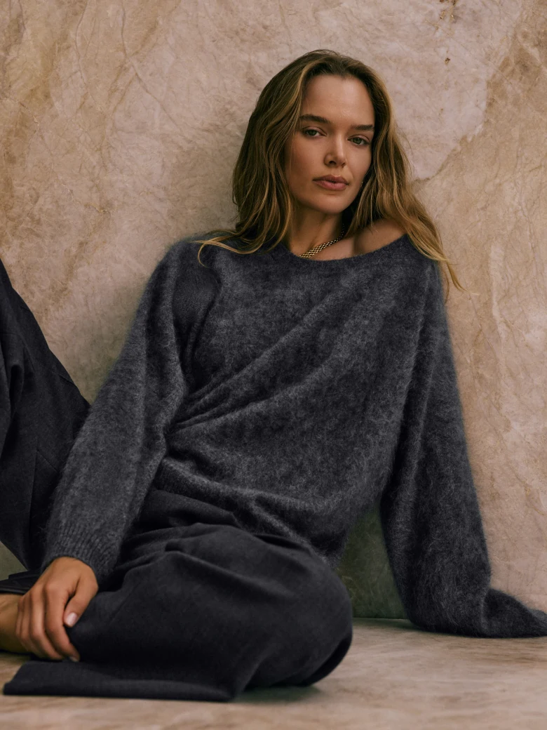 Ciemnoszary sweter 100% kaszmir