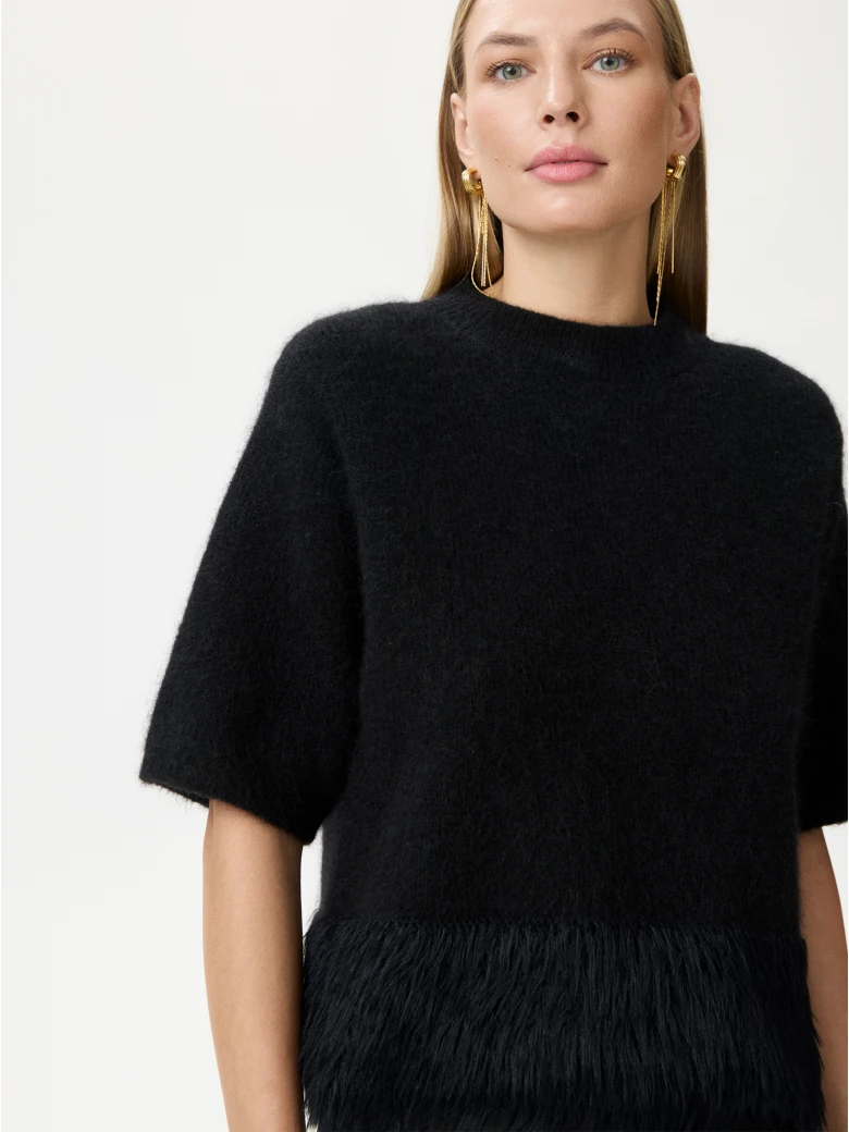 Black sweater with mohair and wool blend