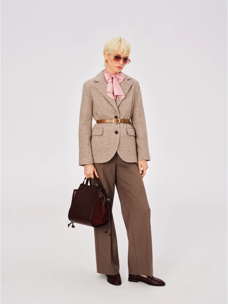 Classic beige herringbone jacket