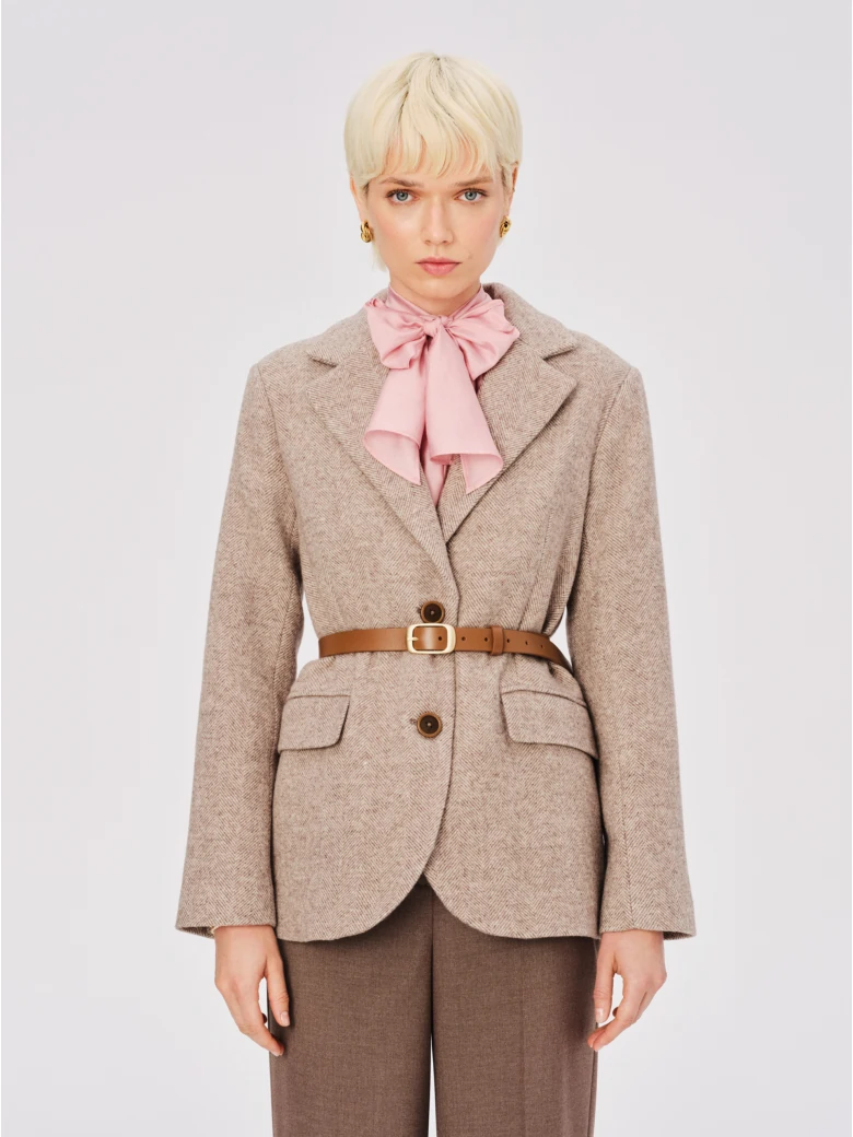 Classic beige herringbone jacket