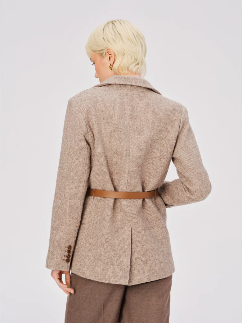 Classic beige herringbone jacket