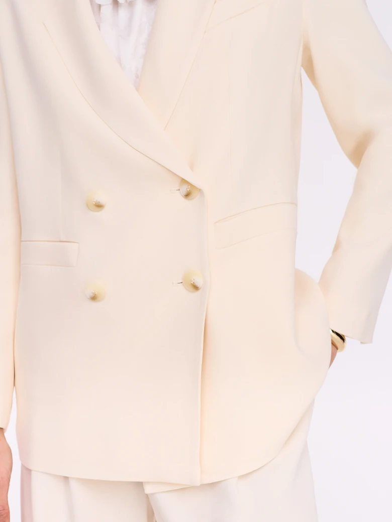 Cream viscose jacket with double-breasted fastening