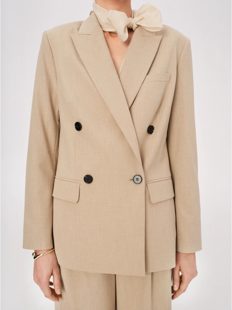 Elegant beige double-breasted jacket