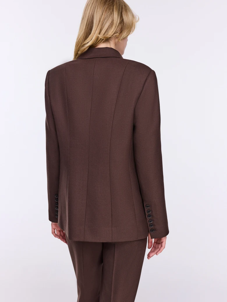 Double-breasted chocolate jacket with wool