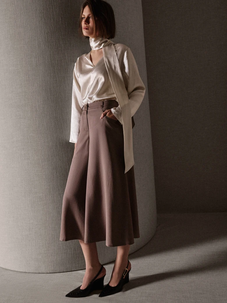 Light brown lyocell culottes