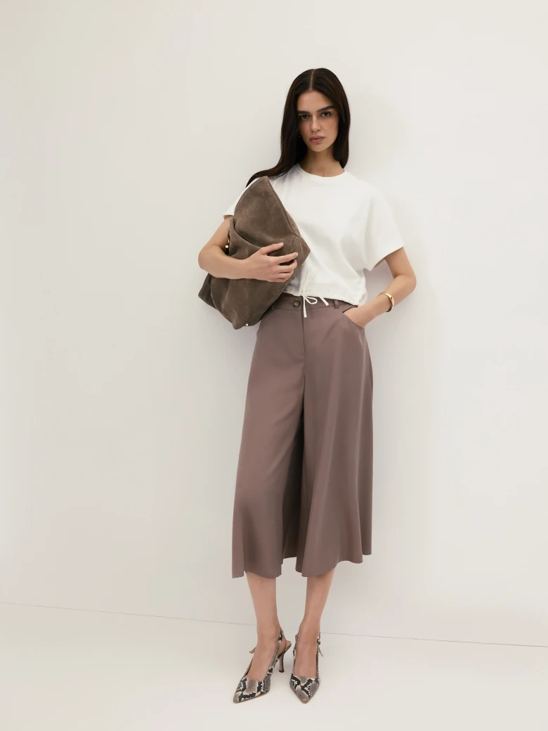 Light brown lyocell culottes