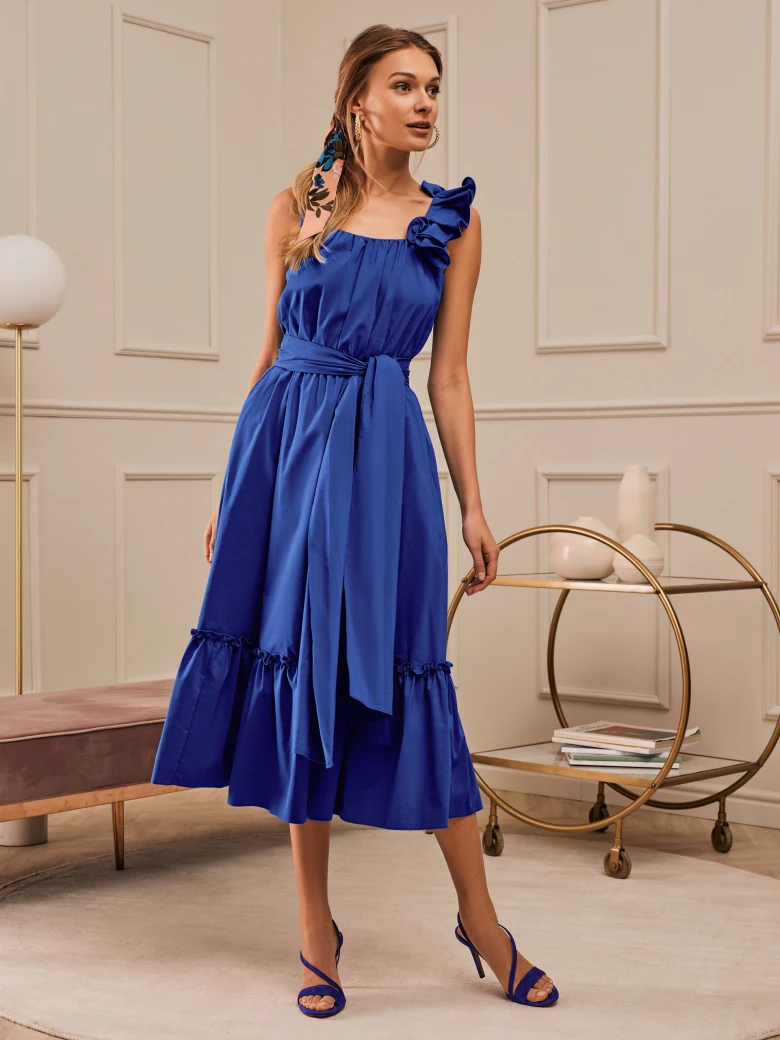 COBALT MIDI DRESS