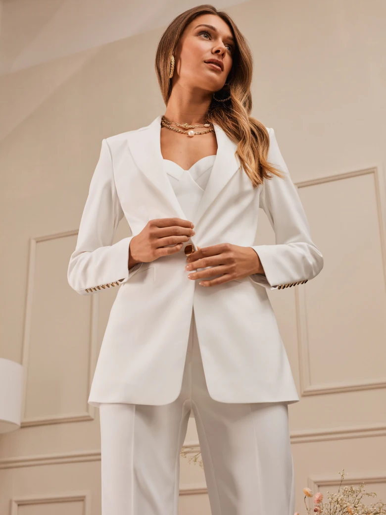 WHITE JACKET WITH GOLD BUTTONS