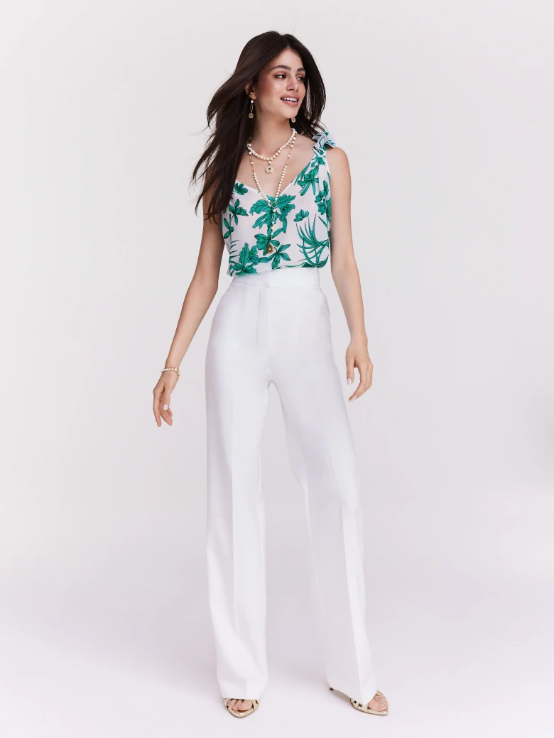 Viscose blouse with turquoise flowers