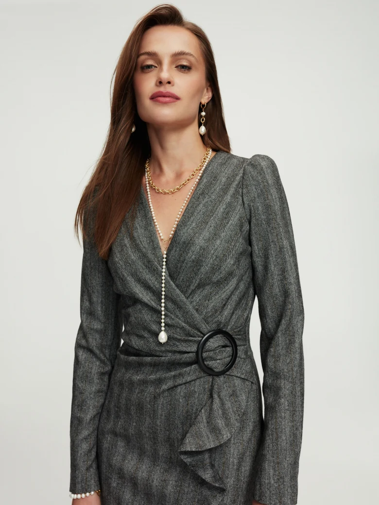 Envelope dress with wool