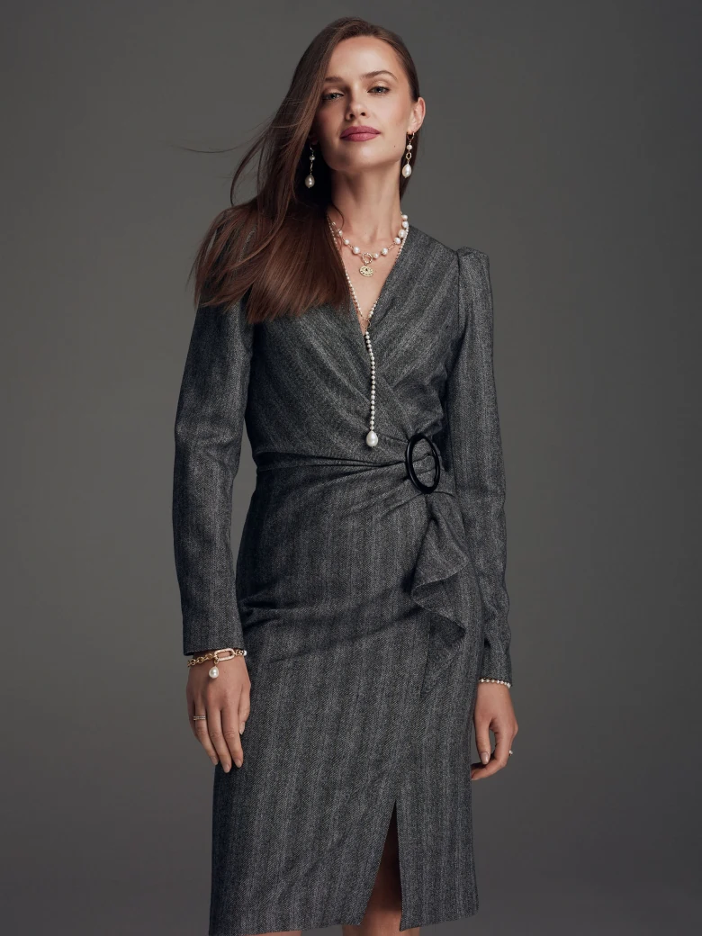 Envelope dress with wool