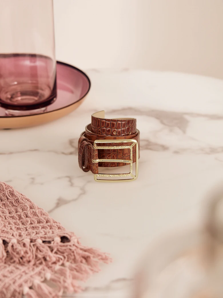 BROWN BELT WITH GOLD BUCKLE