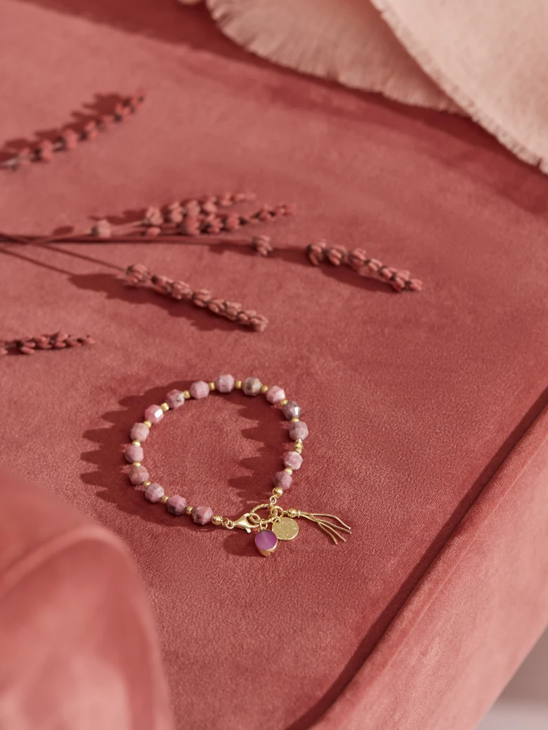 PINK BRACELET WITH NATURAL STONES