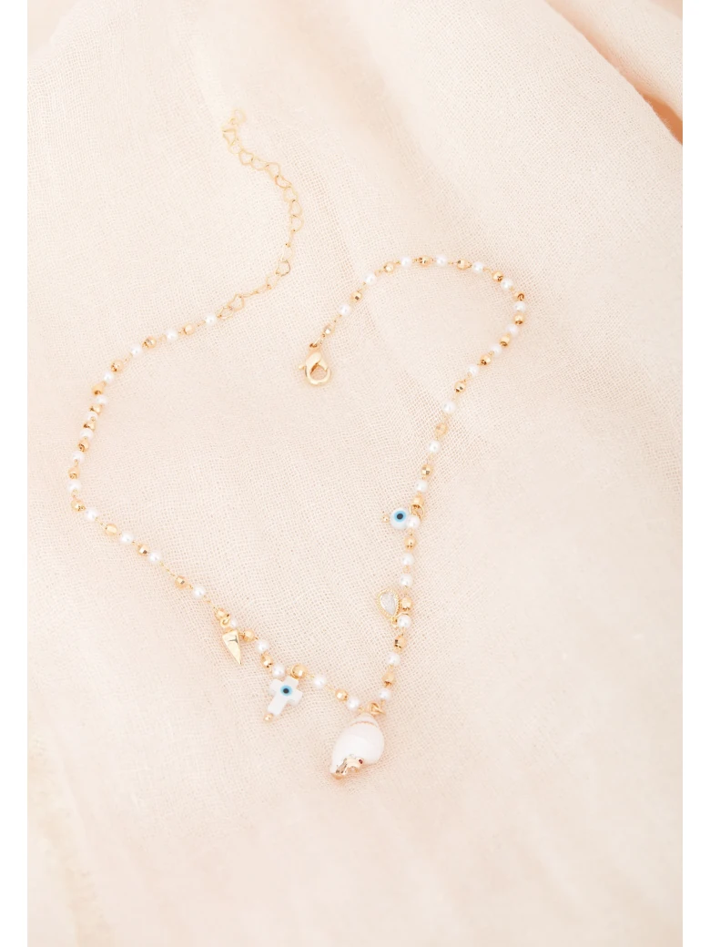 MULTI CHARM PEARL NECKLACE