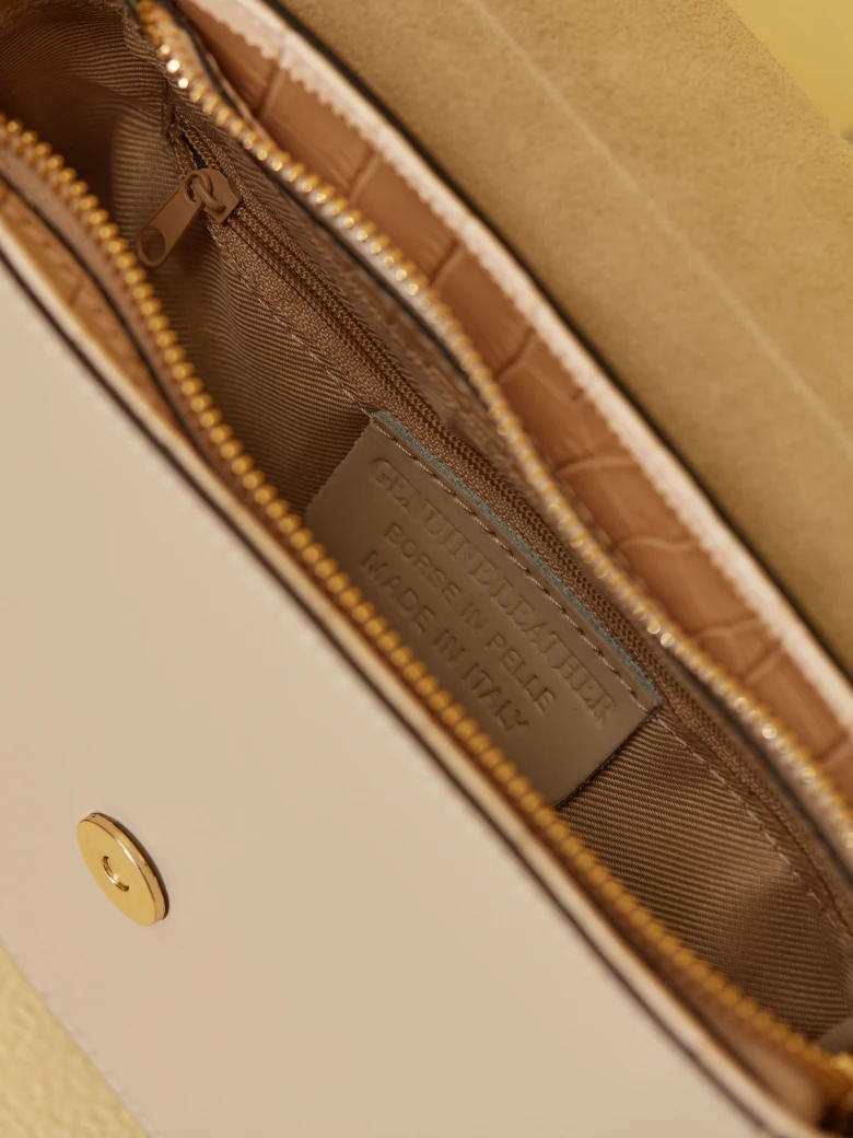 BEIGE LEATHER HANDBAG