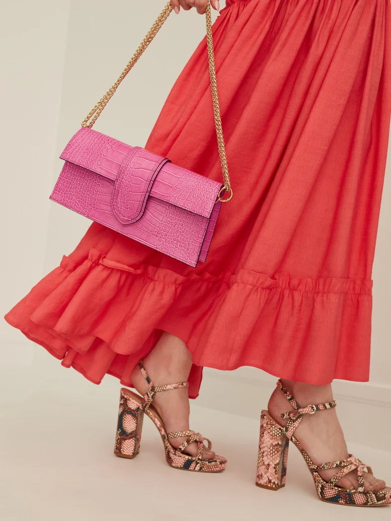 PINK SHOULDER BAG WITH CHAIN