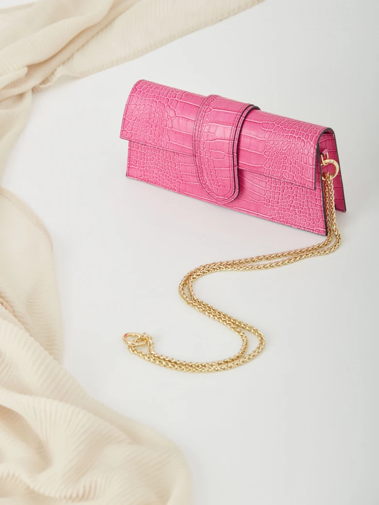 PINK SHOULDER BAG WITH CHAIN