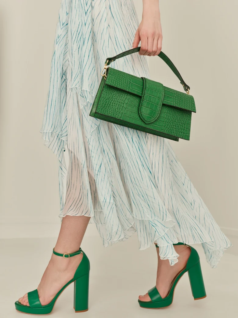 GREEN SHOULDER BAG WITH CHAIN