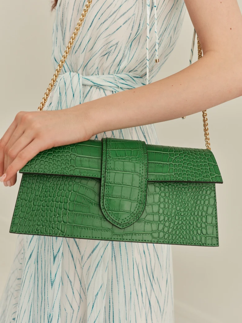 GREEN SHOULDER BAG WITH CHAIN