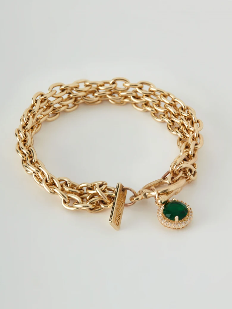 Chain bracelet with green zirconia
