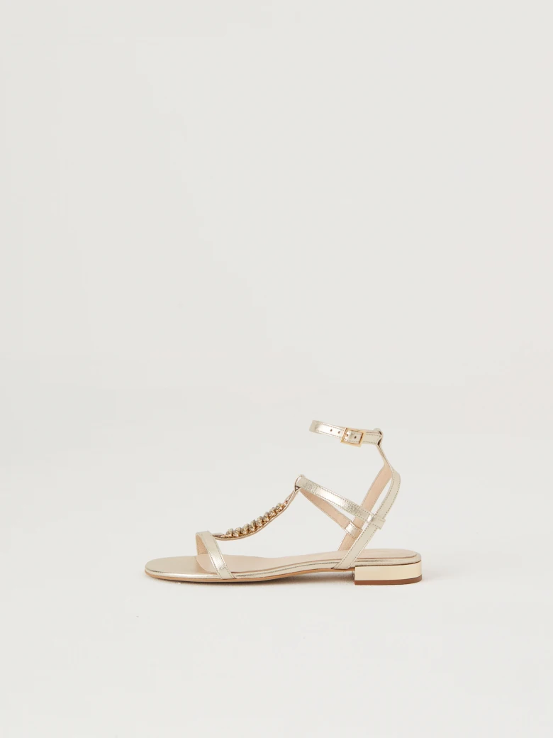 Gold sandals with crystals