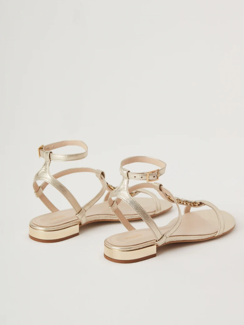 Gold sandals with crystals