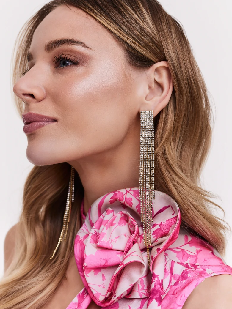 Long glittering earrings
