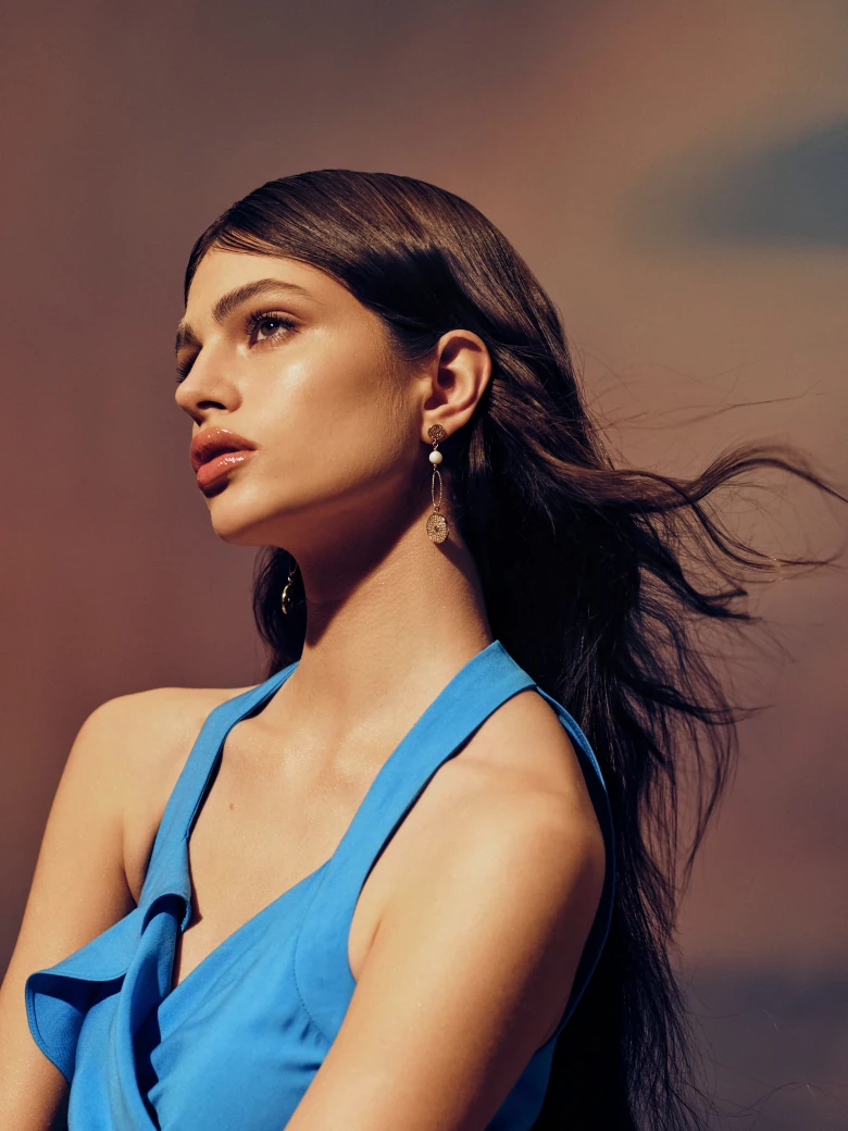 Long gold-plated earrings