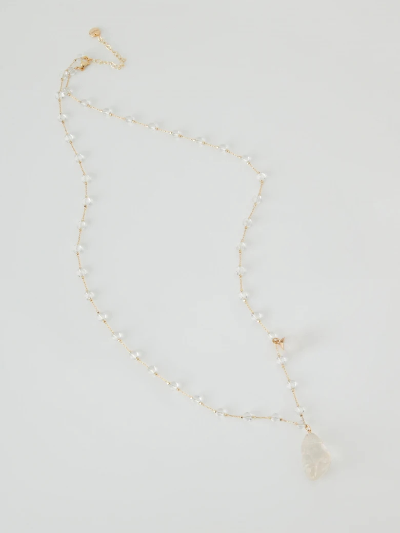 Brass necklace with rock crystal