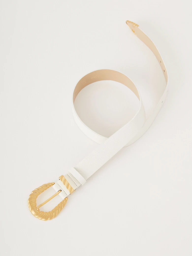 White belt with gold buckle