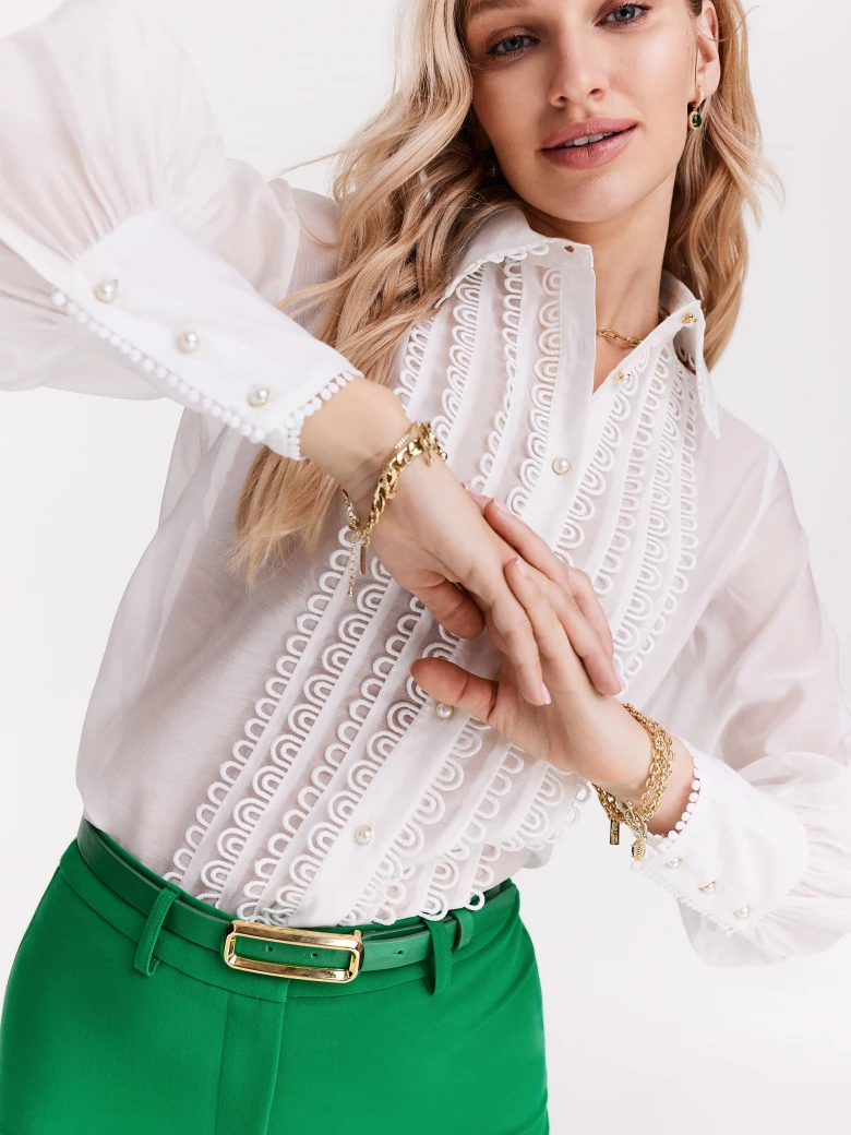 Green natural leather belt