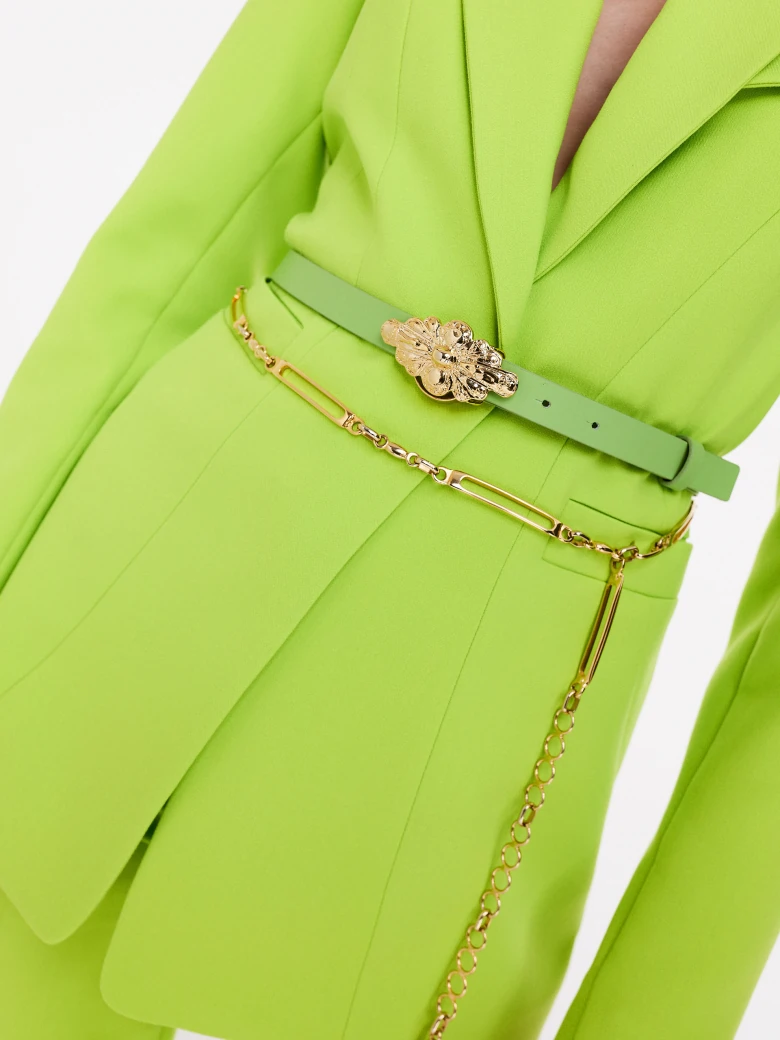Lime green belt with decorative buckle