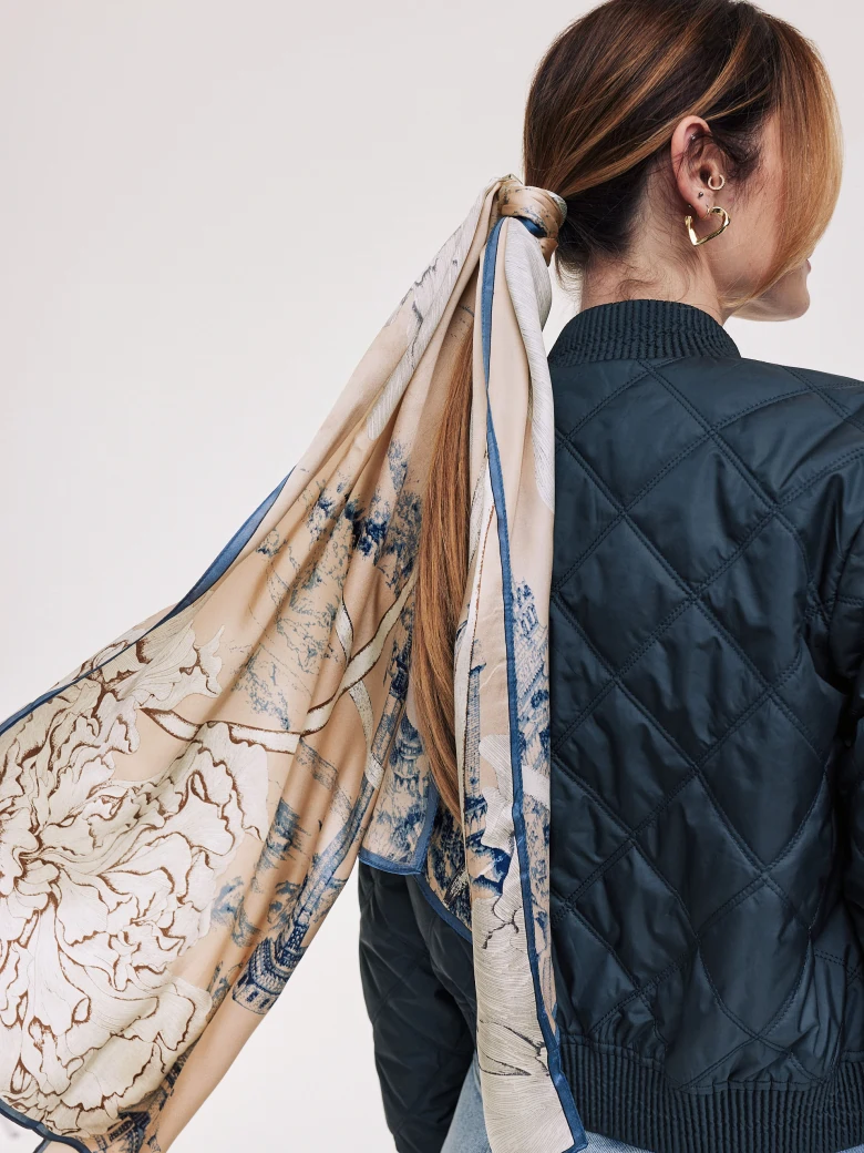 Silk shawl with floral pattern