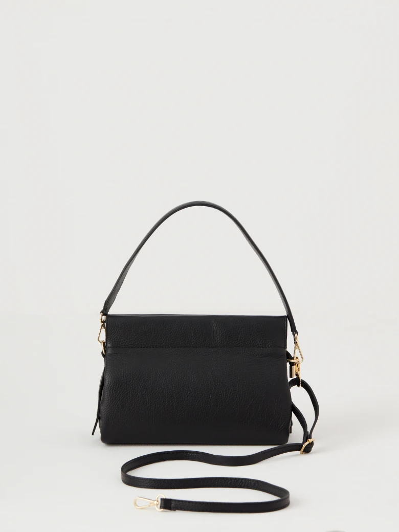 Black leather handbag