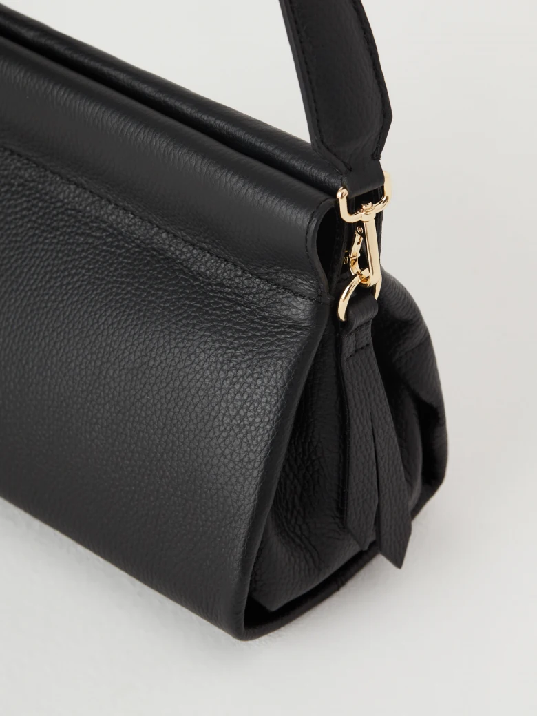 Black leather handbag