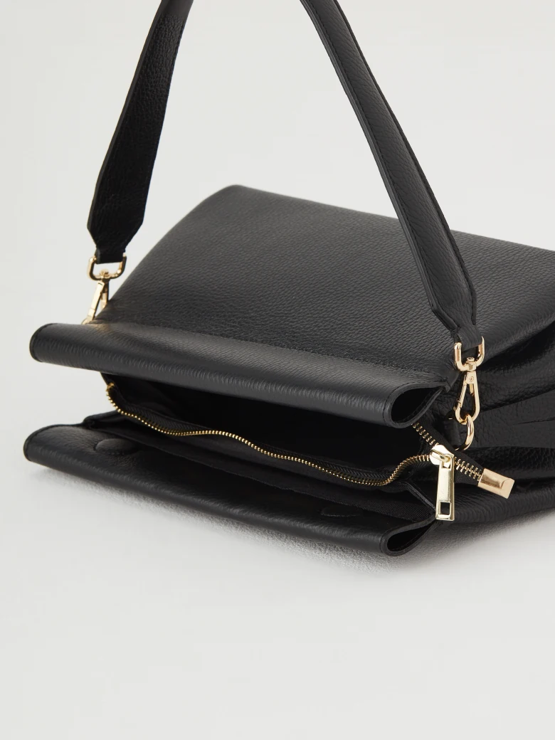 Black leather handbag
