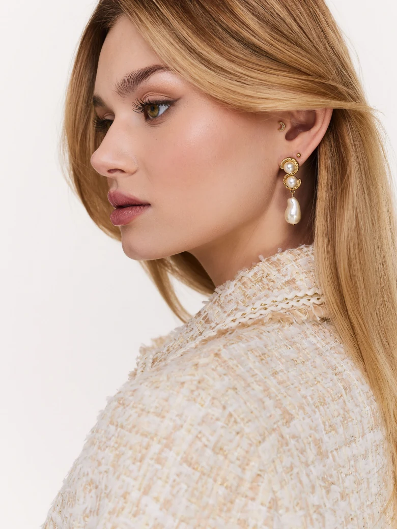 Copper earrings with glass crystals