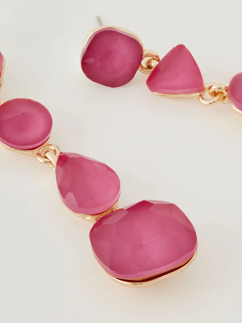 Long earrings with pink beads