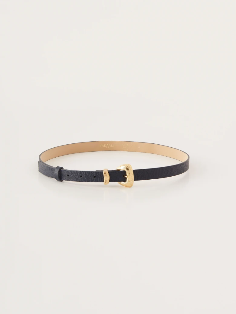 Black elegant natural leather belt